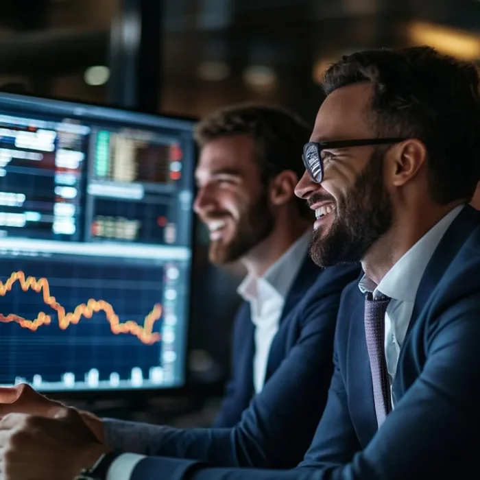 Pedagang menganalisis grafik saham